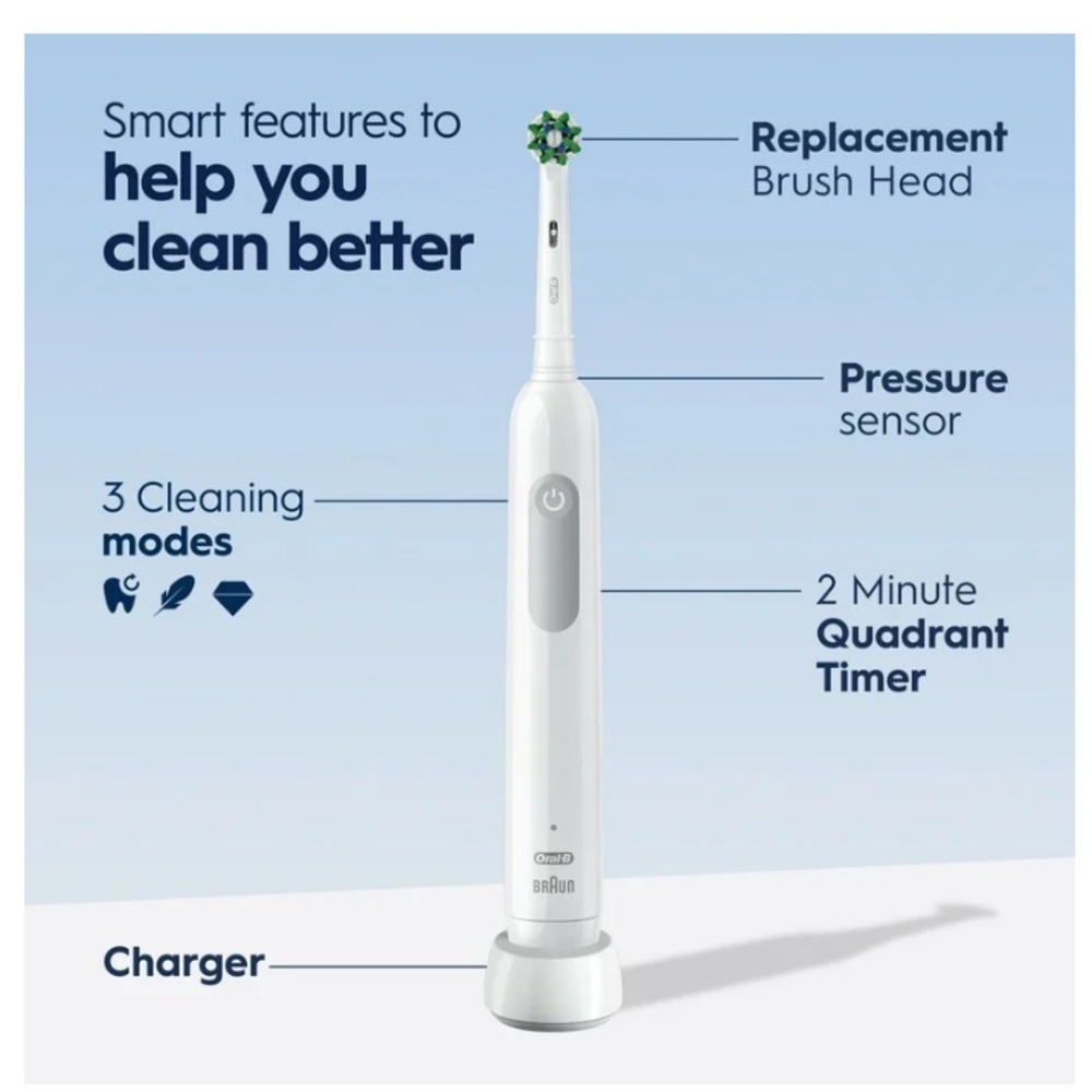 NIB Oral-B Pro 1000 Rechargeable Toothbrush, White ( 20 available ) - Picture 4 of 7